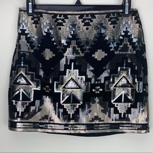 Express Aztec Print Sequin Skirt Sz XS